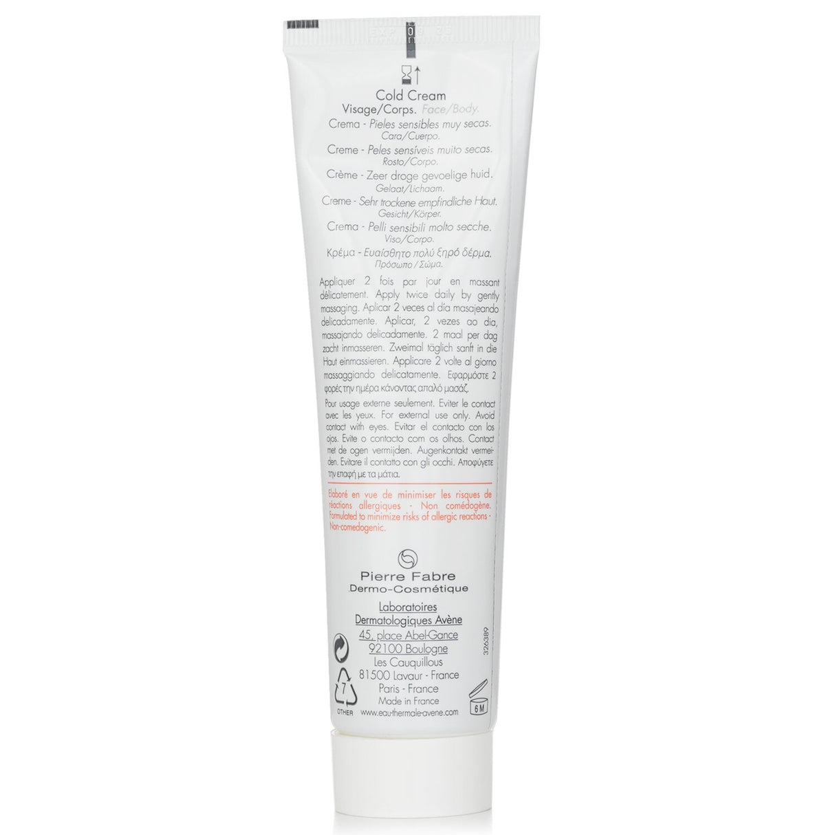 Avene - Cold Cream - For Very Dry Sensitive Skin - 100ml/3.3oz
