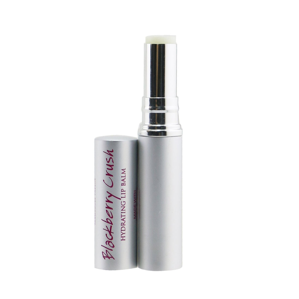 Hydrating lip balm in Blackberry Crush, enriched with jojoba oil and shea butter for smooth, nourished lips.