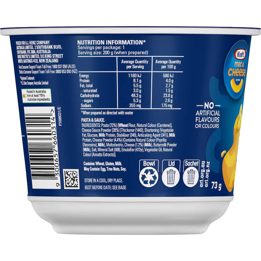 Kraft Easy Mac Pasta Meal Macaroni Cheese Bowl Cup 73g