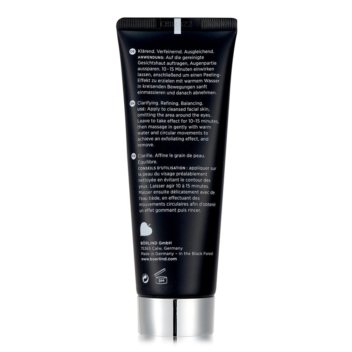 Annemarie Borlind 2 In 1 Black Mask for combination skin, featuring mattifying and exfoliating properties for clear, balanced skin.