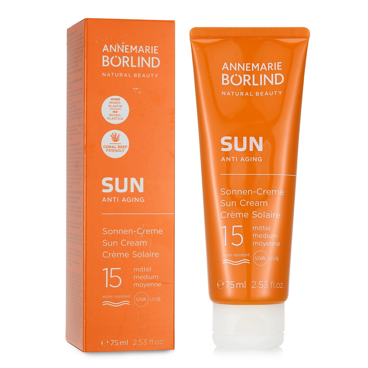 Annemarie Borlind Sun Anti Aging Cream SPF 15, 75ml; vegan, coral-friendly, hydrates, and protects from UV rays.