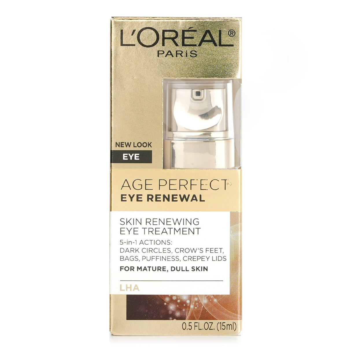 L'Oreal Eye Renewal cream for mature skin, revitalizes and reduces dark circles, puffiness, and crow's feet in a 15ml size.