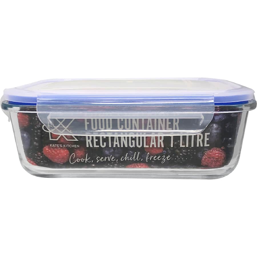 Kates Food Glass Container Rectangular - 1L