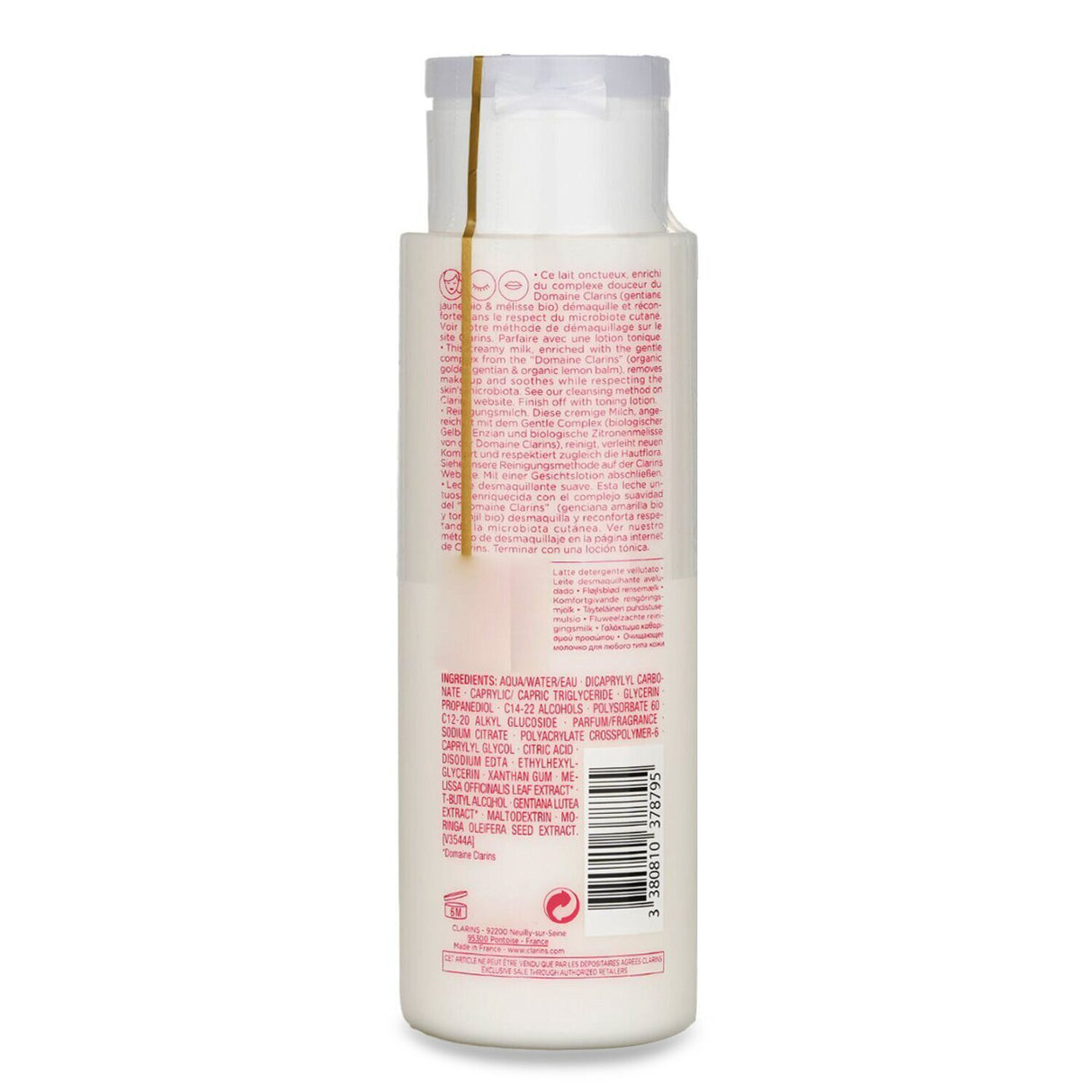 Luxurious Clarins Velvet Cleansing Milk in 200ml, enriched with Alpine Gentian and Lemon Balm extracts for gentle, hydrating cleansing.