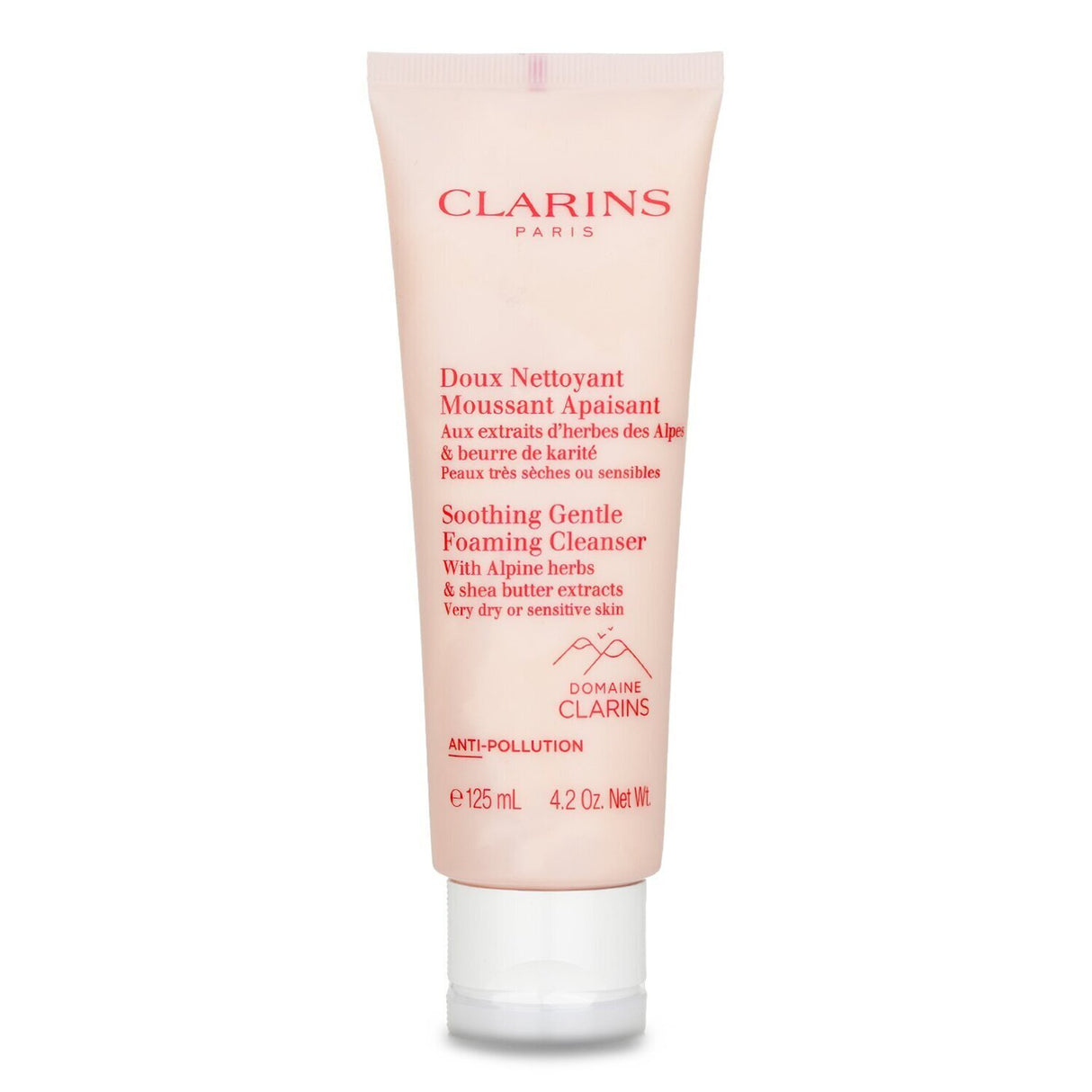 Foaming cleanser tube featuring Alpine herbs and shea butter for soothing, gentle cleansing of very dry or sensitive skin.