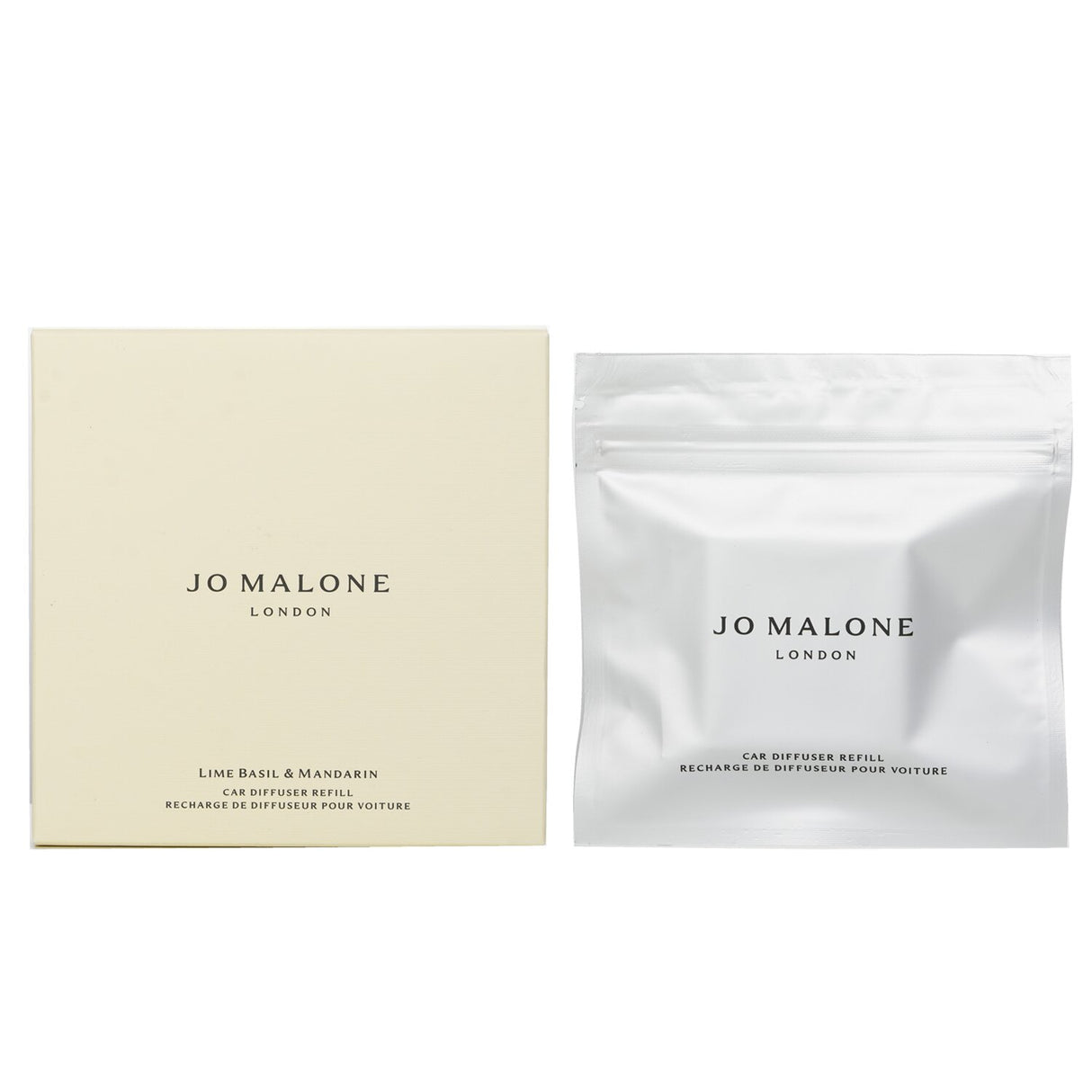 Jo Malone Lime Basil & Mandarin Car Diffuser Cartridge, elegantly designed for an uplifting Caribbean-inspired car scent.