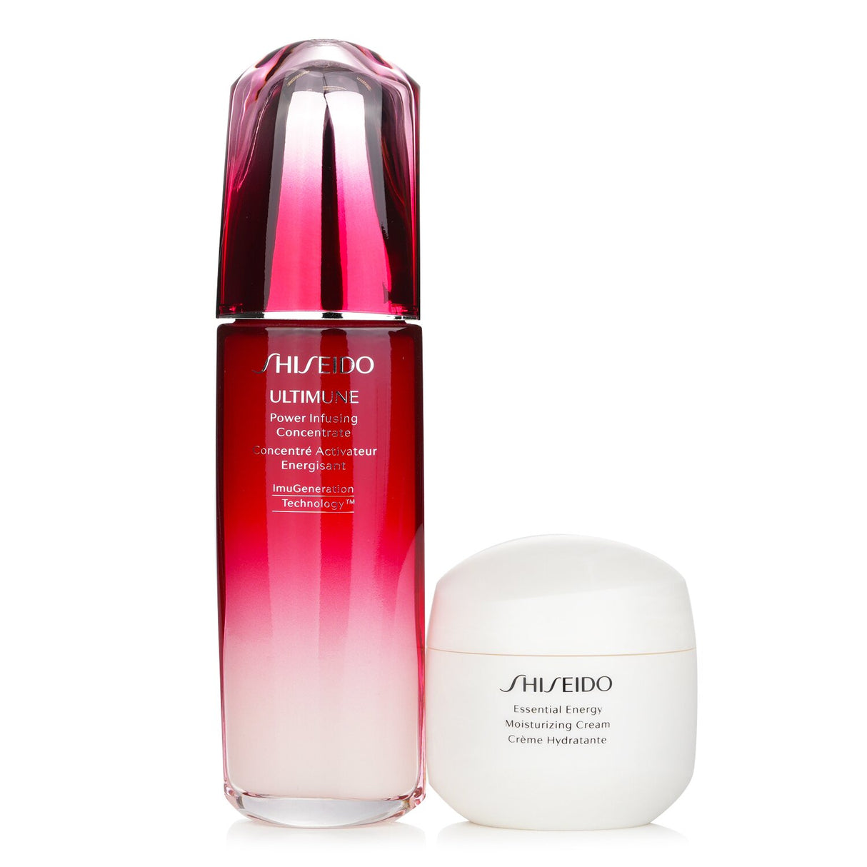 Shiseido Defend & Regenerate Moisturizing Set includes Ultimune Concentrate and Essential Energy Cream for youthful, radiant skin.
