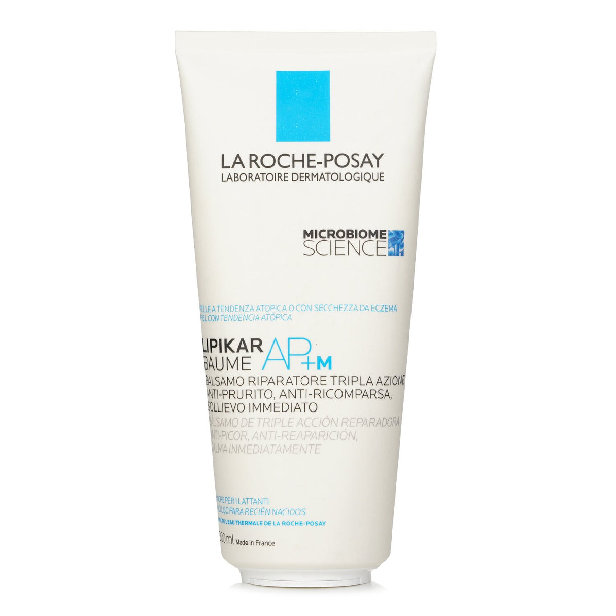 Eco-friendly tube of La Roche Posay Lipikar Baume AP+M, a soothing balm for dry, eczema-prone skin, suitable for all ages.