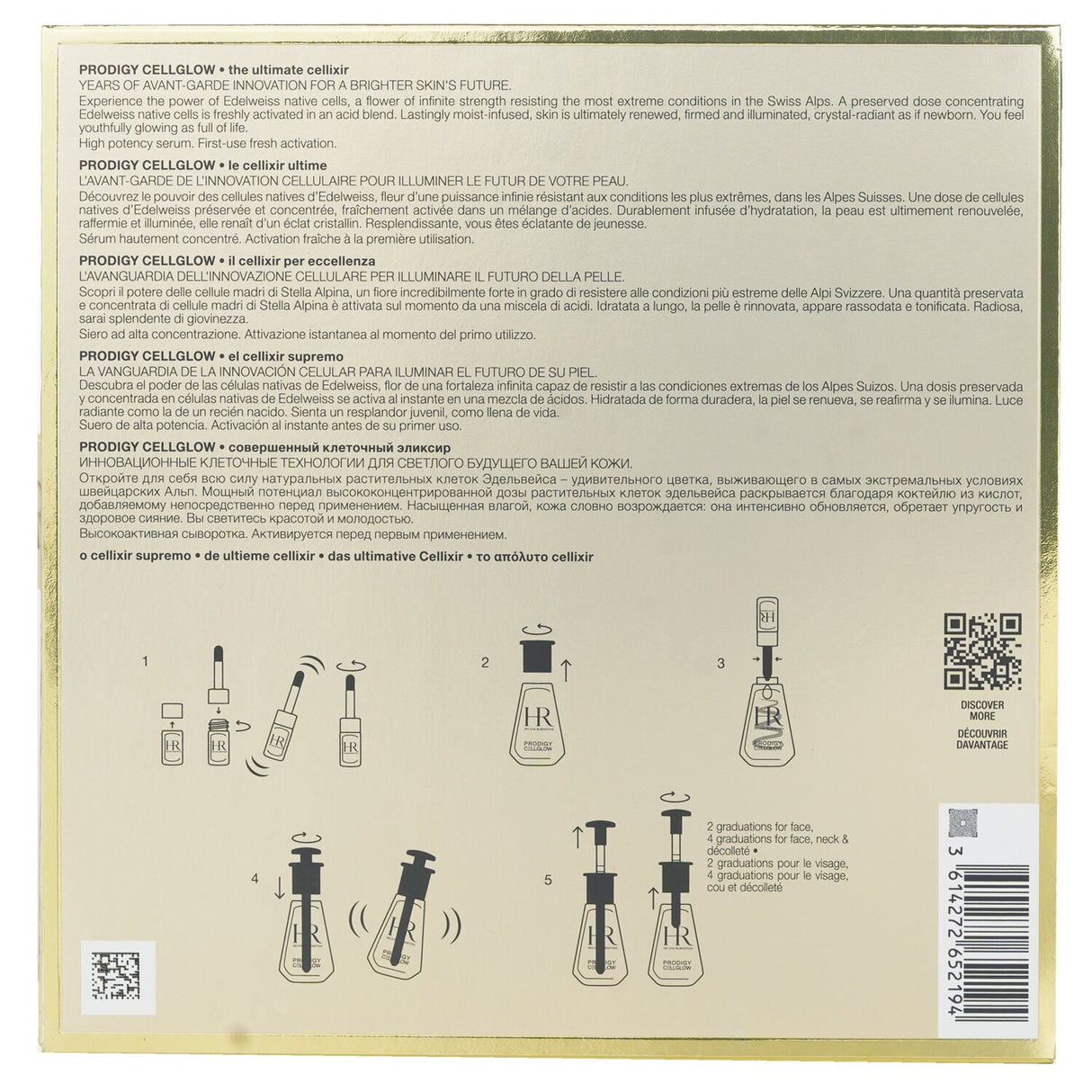 Helena Rubinstein Prodigy Cellglow elixir, 3ml+27ml, revitalizes skin, improves texture, and enhances radiance with Edelweiss cells.