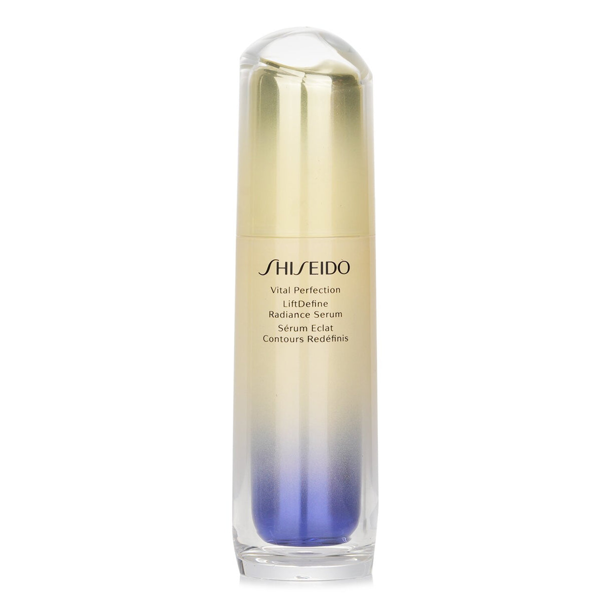 Shiseido's Vital Perfection LiftDefine Radiance Serum in a 40ml bottle, brightening the face and neck for radiant, youthful skin.