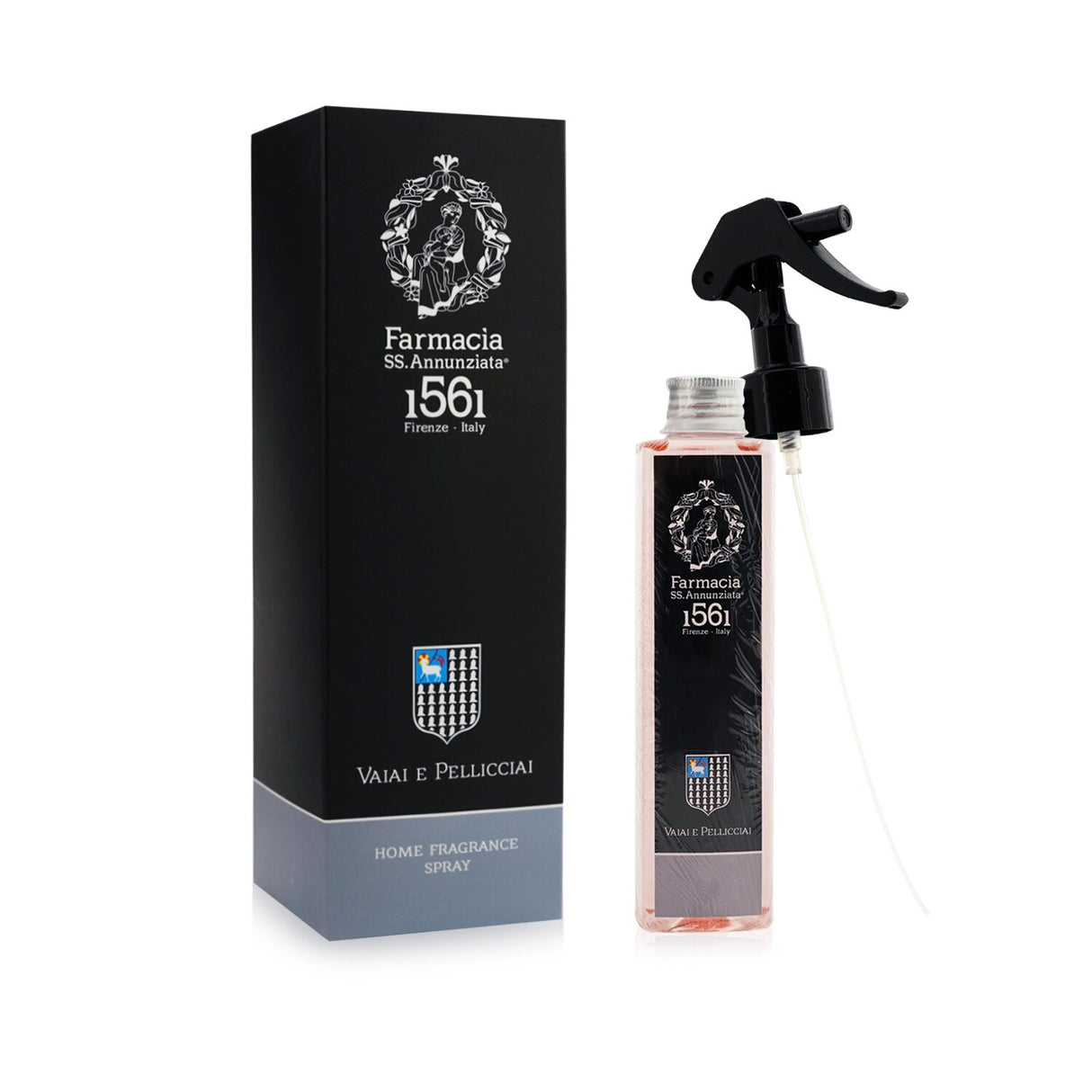 Luxurious 200ml room spray from Farmacia Santissima Annunziata, Vaiai e Pellicciai, enhancing your home with elegant fragrance.