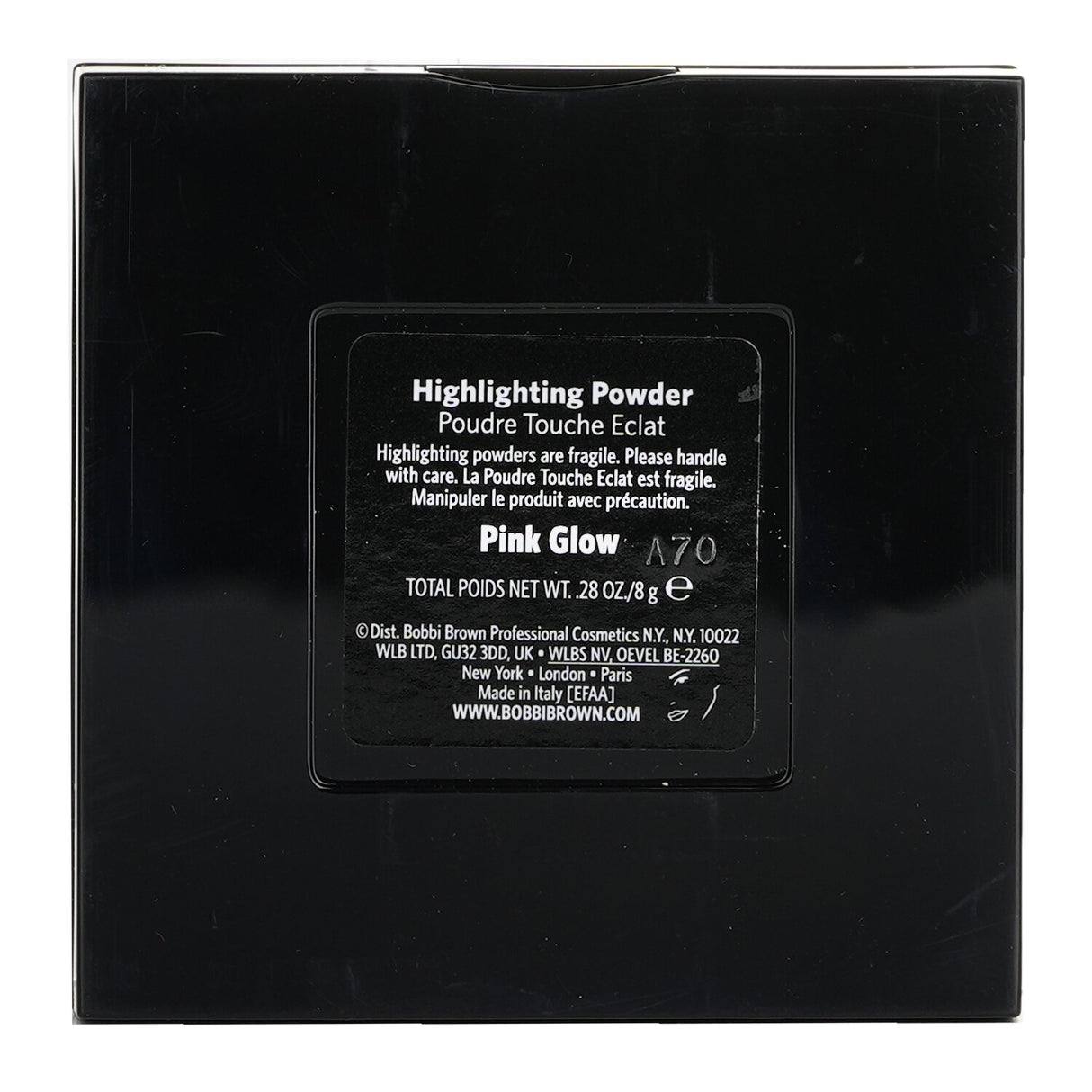 Bobbi Brown Highlighting Powder Set in #Pink Glow, featuring a silky powder and a mini blender brush for a radiant glow.