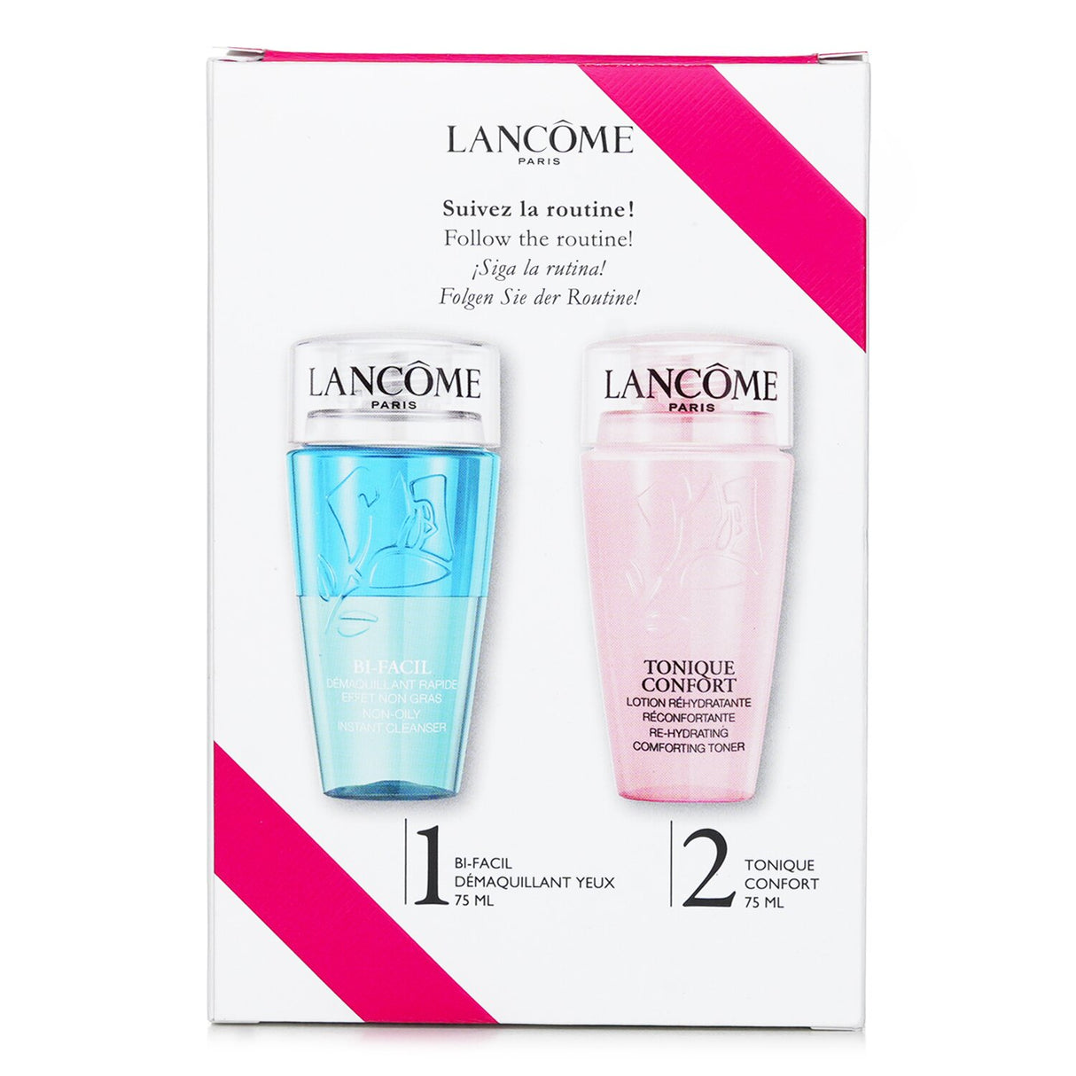 Set of Lancome My Cleansing Must-Haves: Bi-Facil cleanser and Confort Tonique toner for radiant, healthy skin.