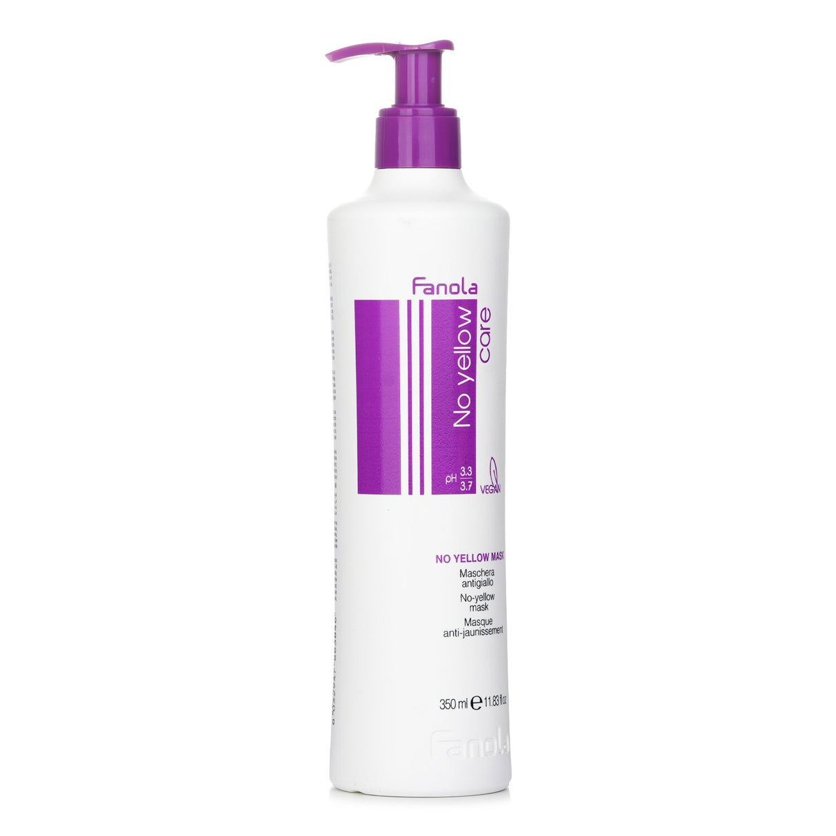 Fanola No Yellow Mask 350ml, a violet pigment toning mask that neutralizes yellow tones, deep conditions, and enhances shine.