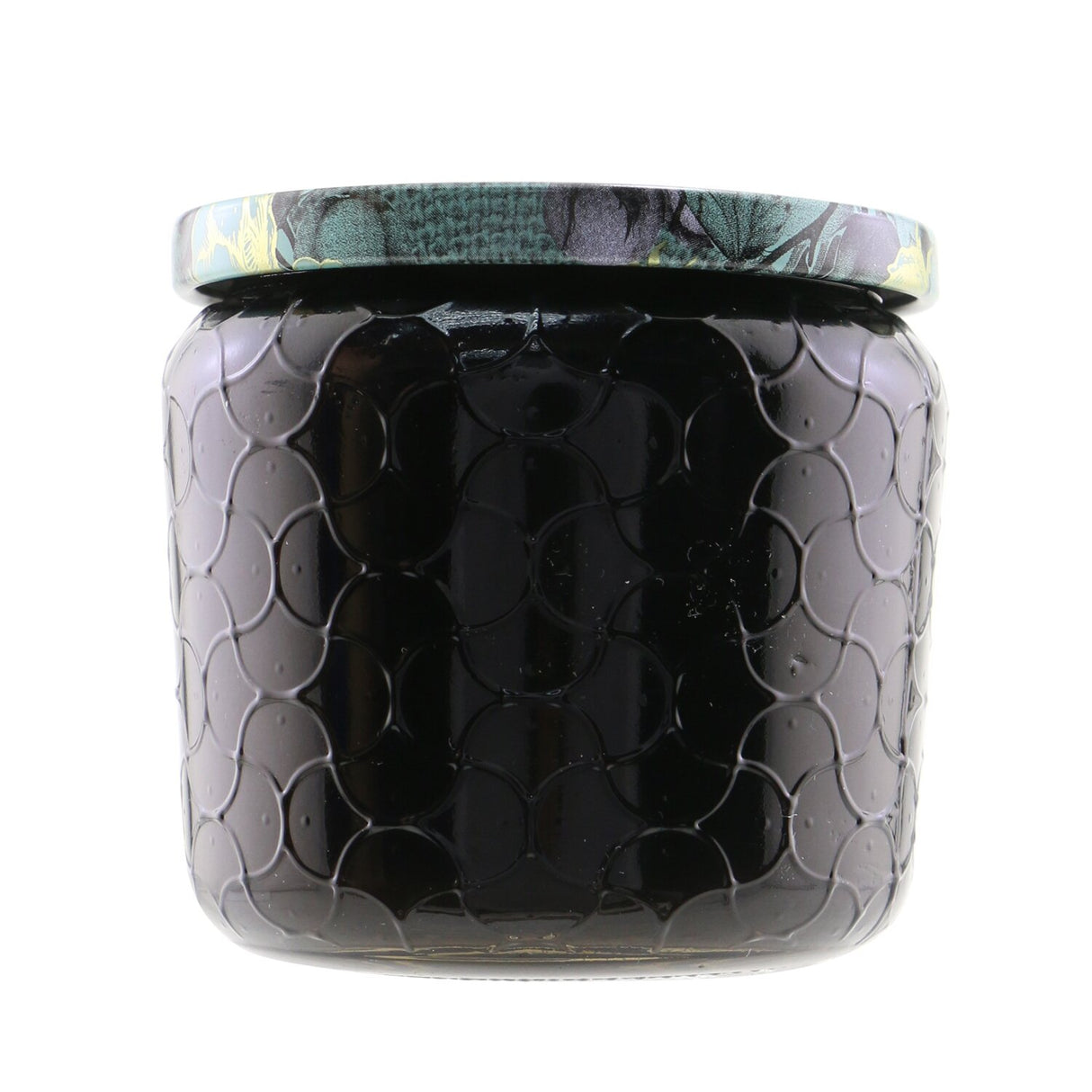 Voluspa Petite Jar Candle with French Linen scent, 127g, in an embossed glass container for elegant home fragrance.