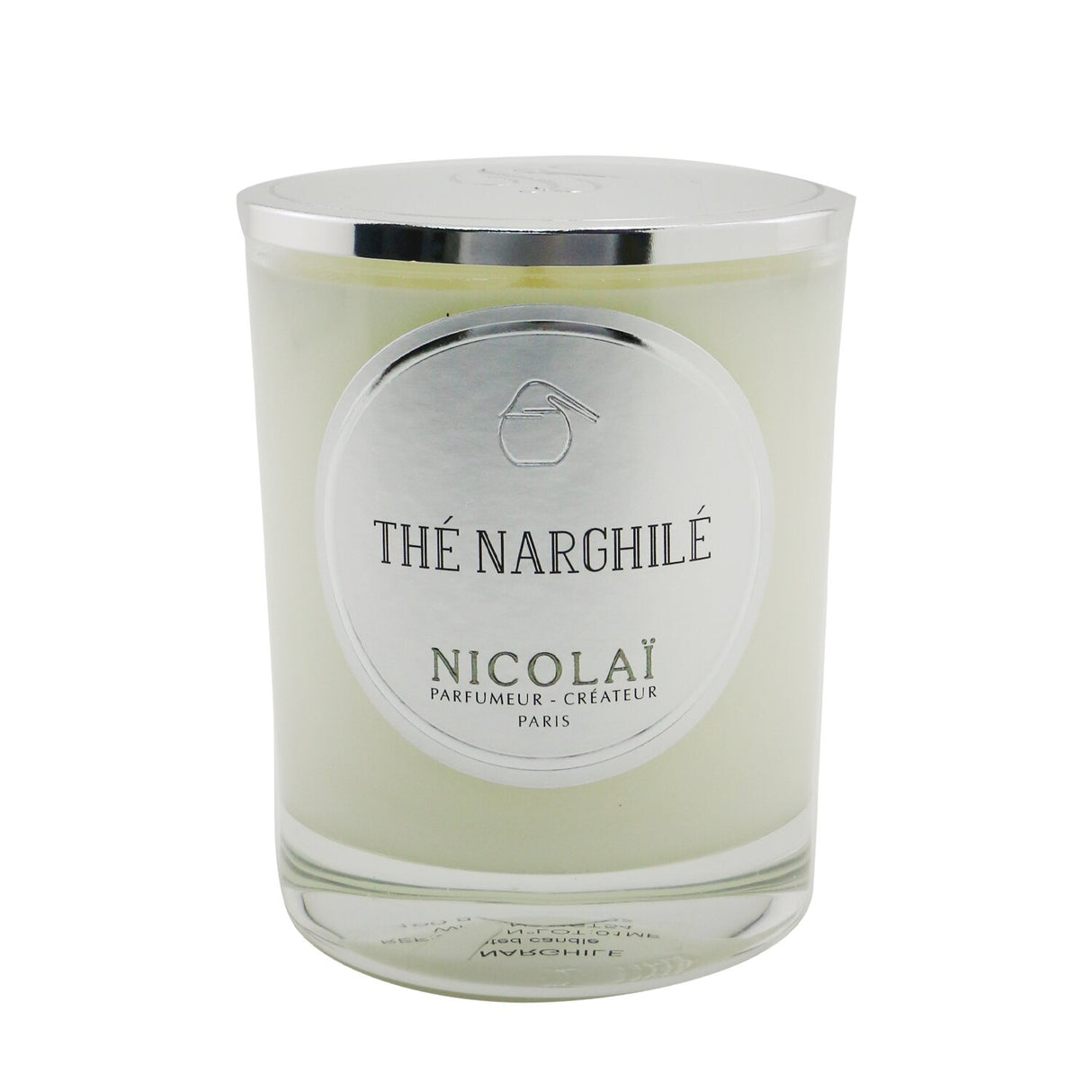 Nicolai Scented Candle - The Narghile in a stylish glass container, offering a rich aroma and 50 hours of burn time.