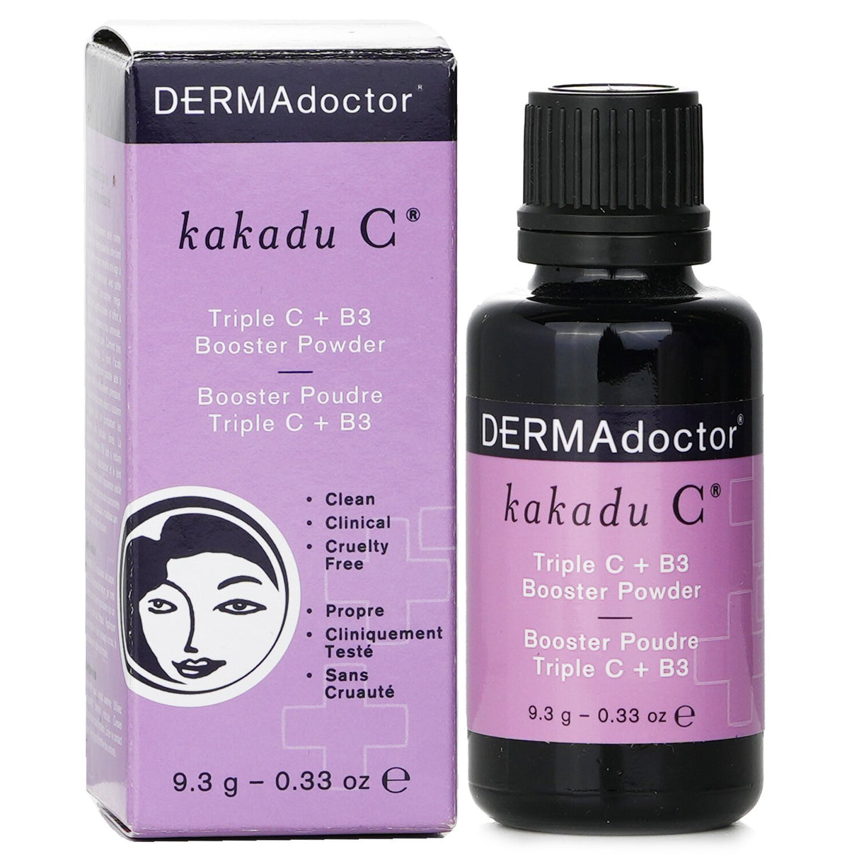 "DERMAdoctor Kakadu C Booster Powder with Vitamin C and Niacinamide for brighter skin, minimizes pores, and anti-aging benefits."