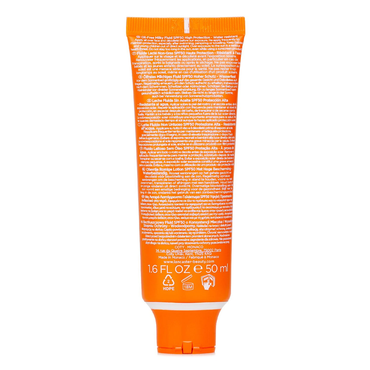 Lancaster - Sun Sensitive Luminous Tan - Oil-Free Milky Fluid SPF50 - 50ml/1.6o