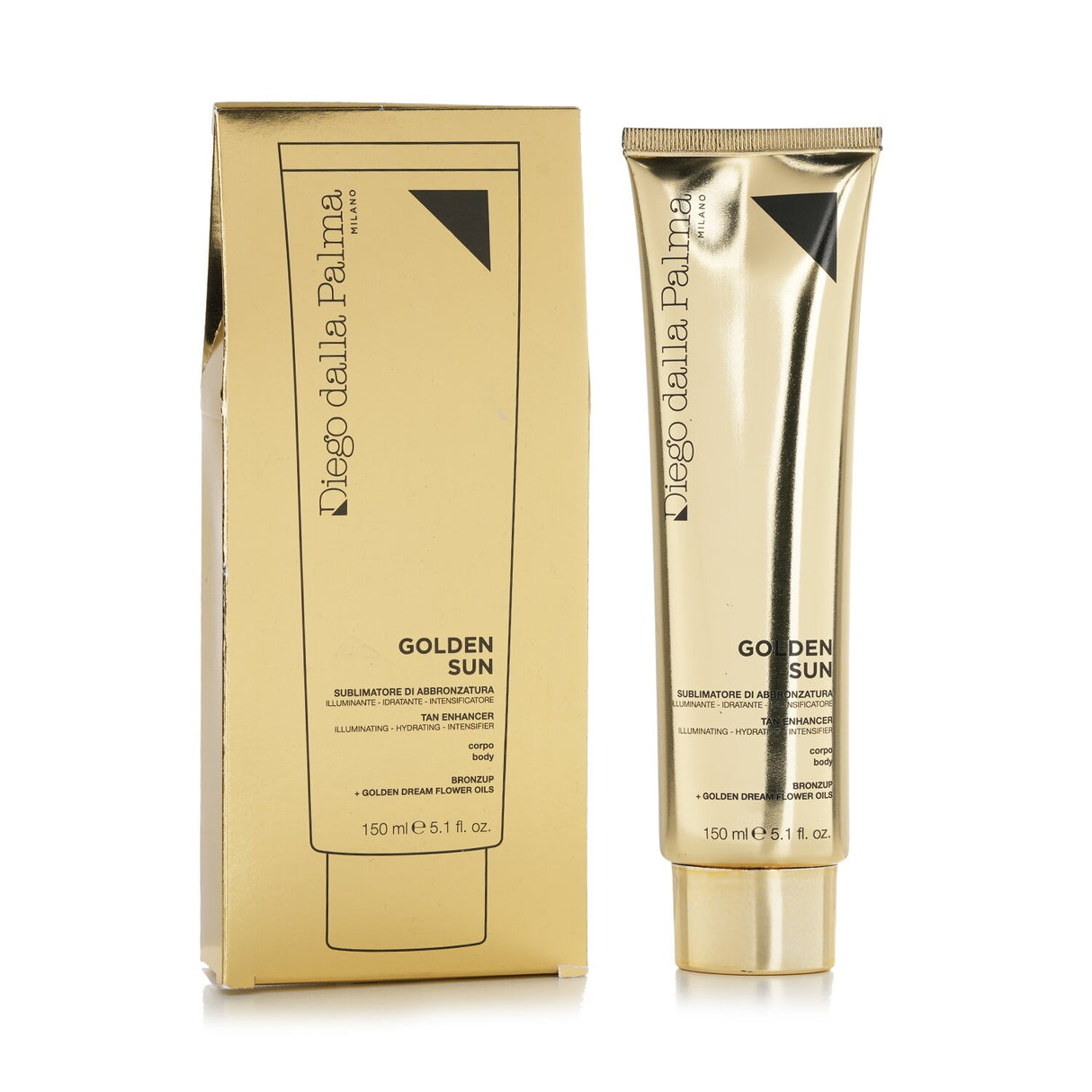 Golden Sun Tan Enhancer by Diego Dalla Palma, a lightweight cream with golden particles for radiant, hydrating skin.