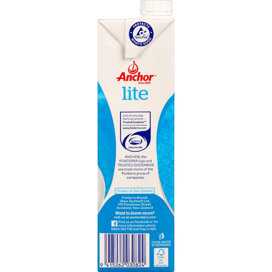 Anchor Uht Milk Lite Blue Ctn 1L