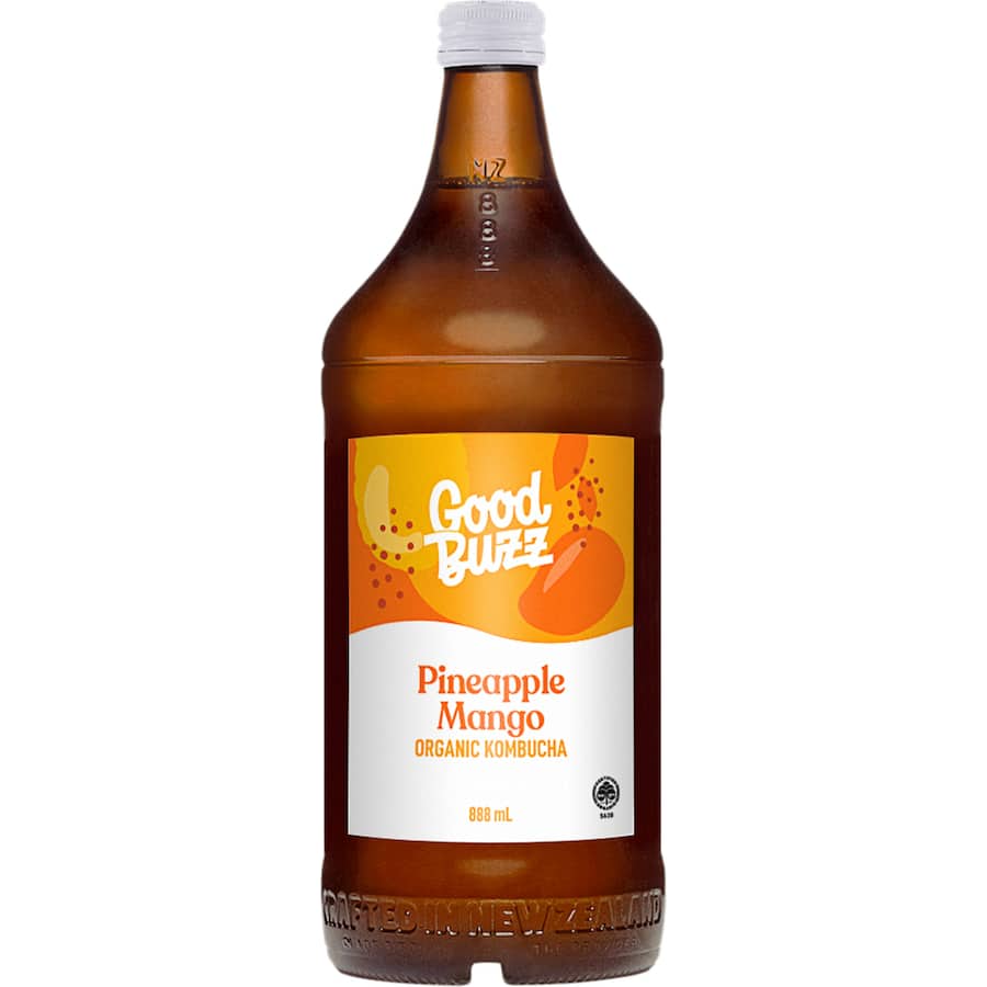 Good Buzz Kombucha Pineapple Mango Bottle 888mL