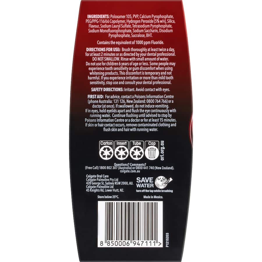 Colgate Optic White Toothpaste Whitening Vividly Fresh Tube 80g