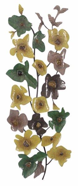 Vibrant chartreuse flower wall art with Art Deco style, perfect for enhancing any room's decor.