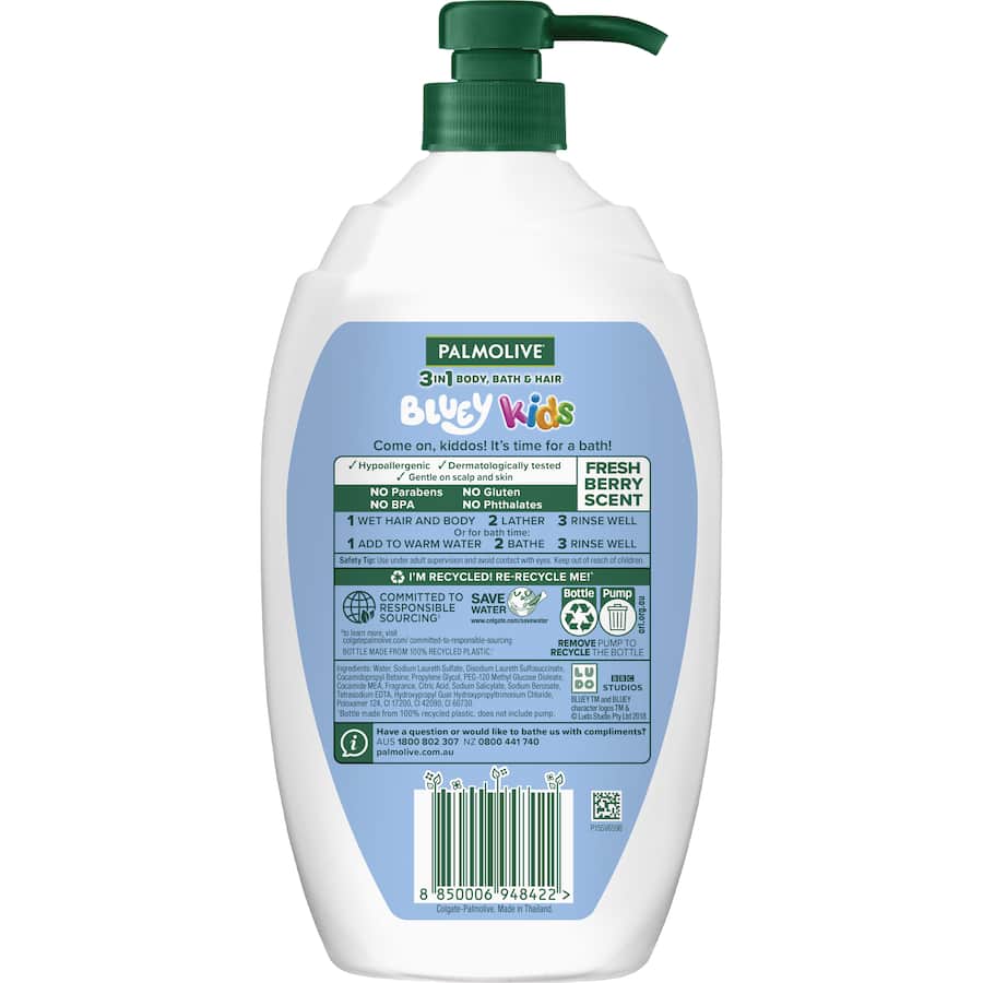 Palmolive Kids Body Wash Bluey 3 In 1 1L