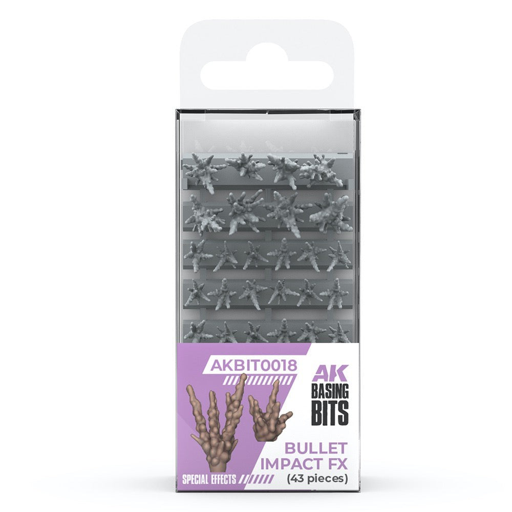 AK Interactive - Basing Bits - Bullet Impact Fx - 43 Pieces - Miniature Figure