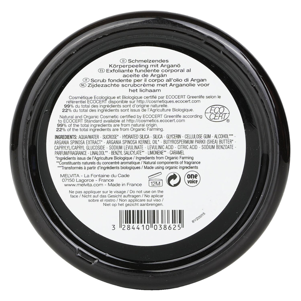 Melvita L'Argan Bio Melting Body Scrub with Argan Oil, 150g - luxurious, nourishing scrub for soft, radiant skin.