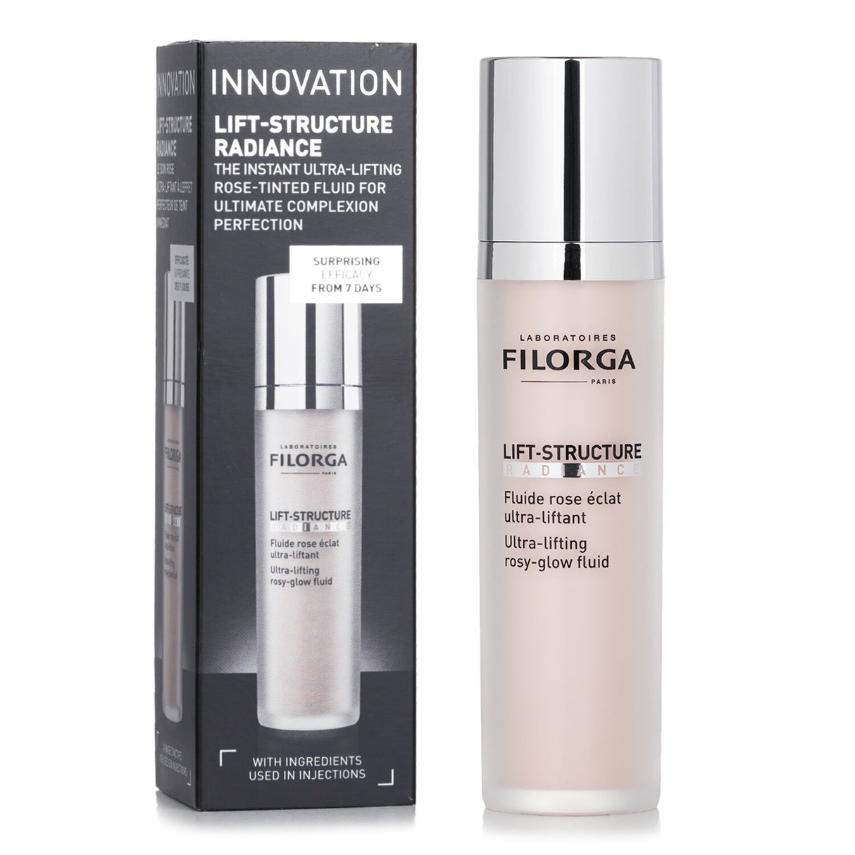 Filorga Lift-Structure Ultra-Lifting Rosy-Glow Fluid in a 50ml bottle, enhances radiance and firms skin with advanced technology.