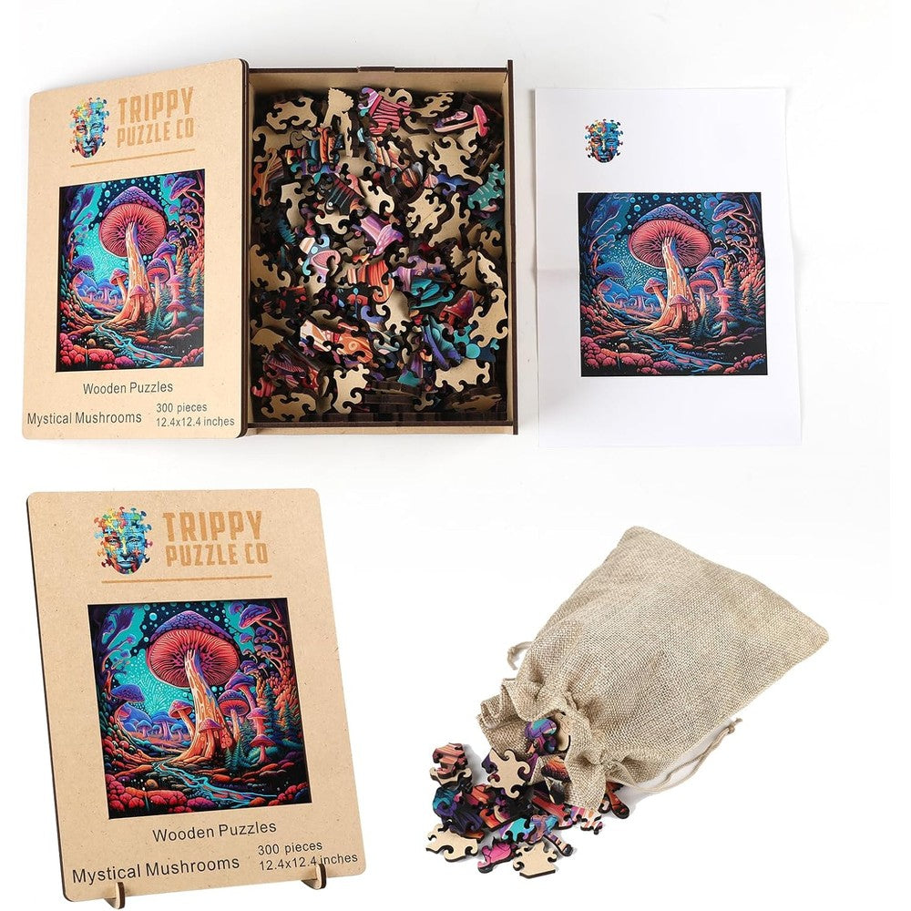 Trippy Puzzles - 300 Piece Wood Jigsaw Mystical Mushrooms