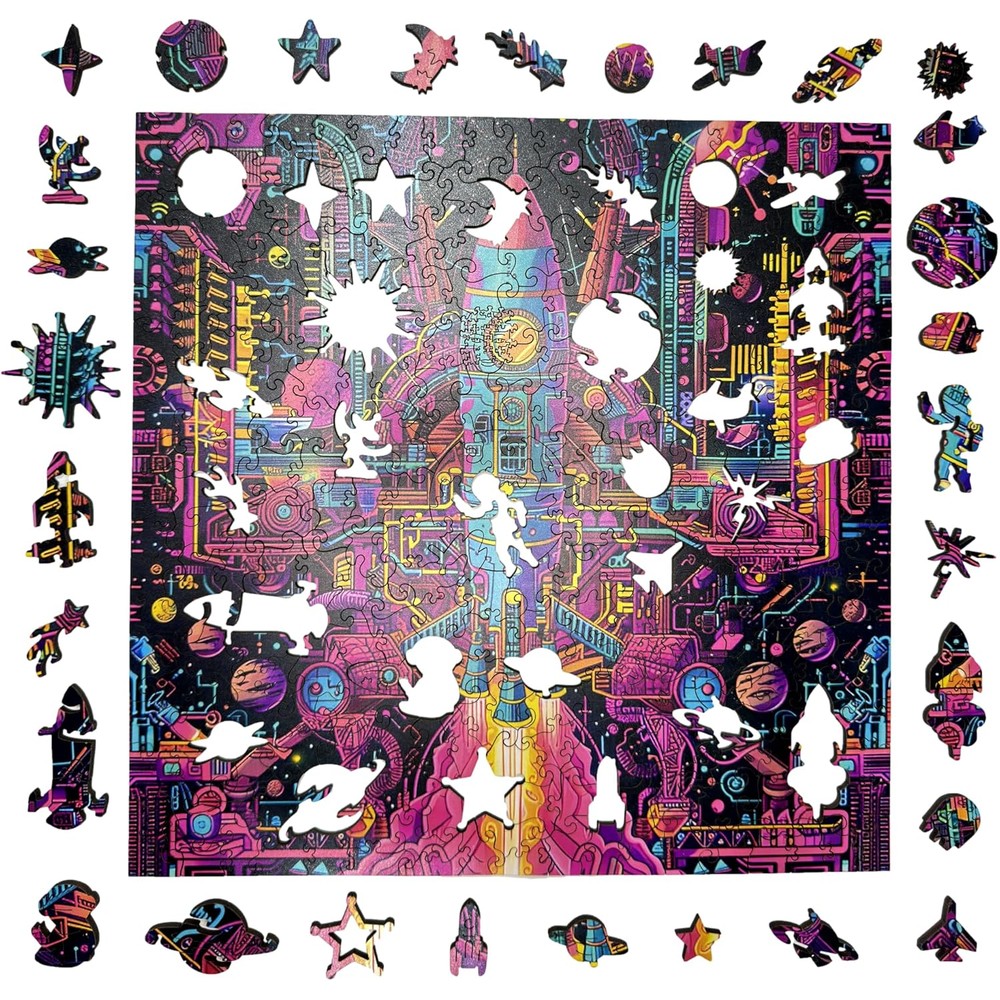 Trippy Puzzles - 300 Piece Wood Jigsaw Galactic Gear