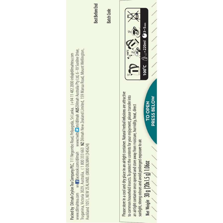 Dilmah Fruit Tea Bags Lemon And Ginger 20 pack