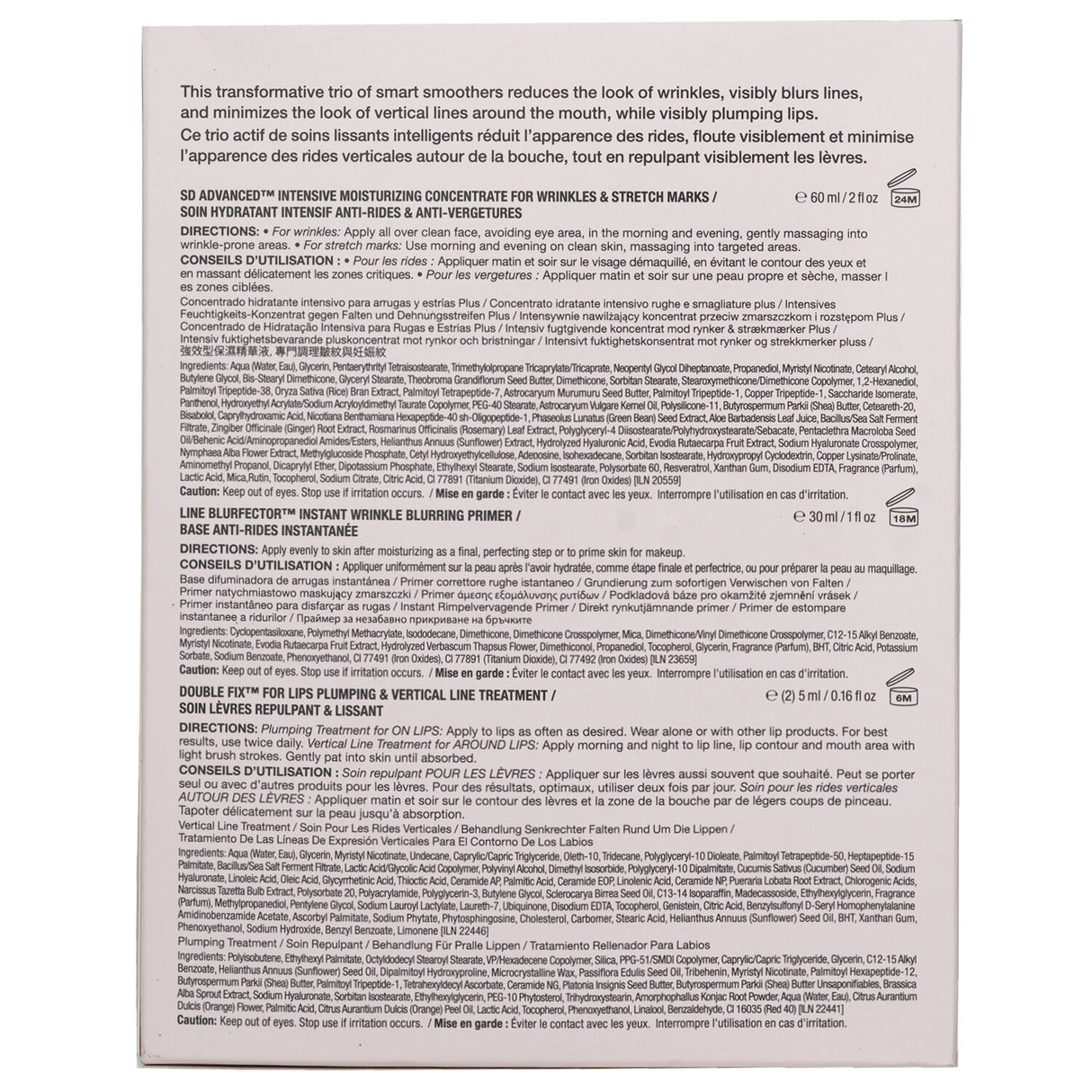 StriVectin Smart Smoothers Trio Set, 3 full-size products targeting wrinkles and enhancing skin radiance for youthful beauty.