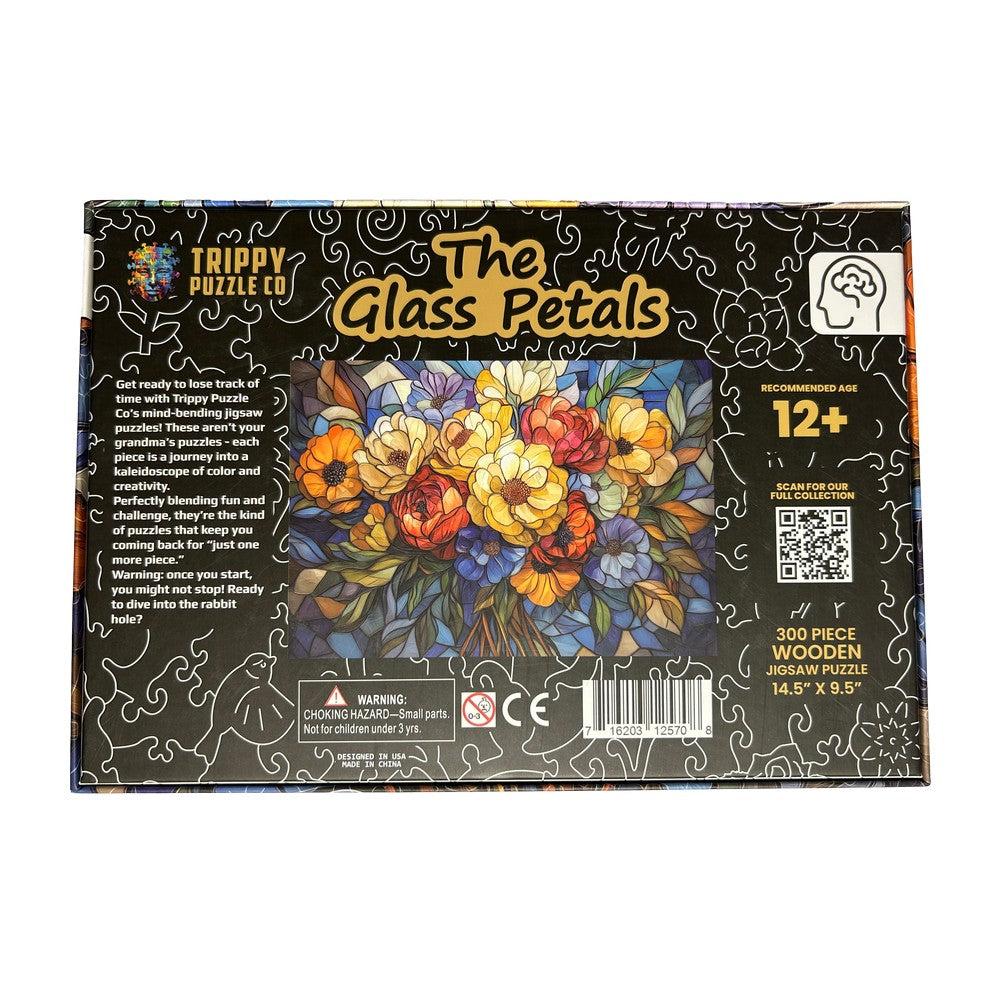 Puzzle - Trippy Puzzles - 300 Pce Stained Glass Wood Jigsaw The Glass Petals