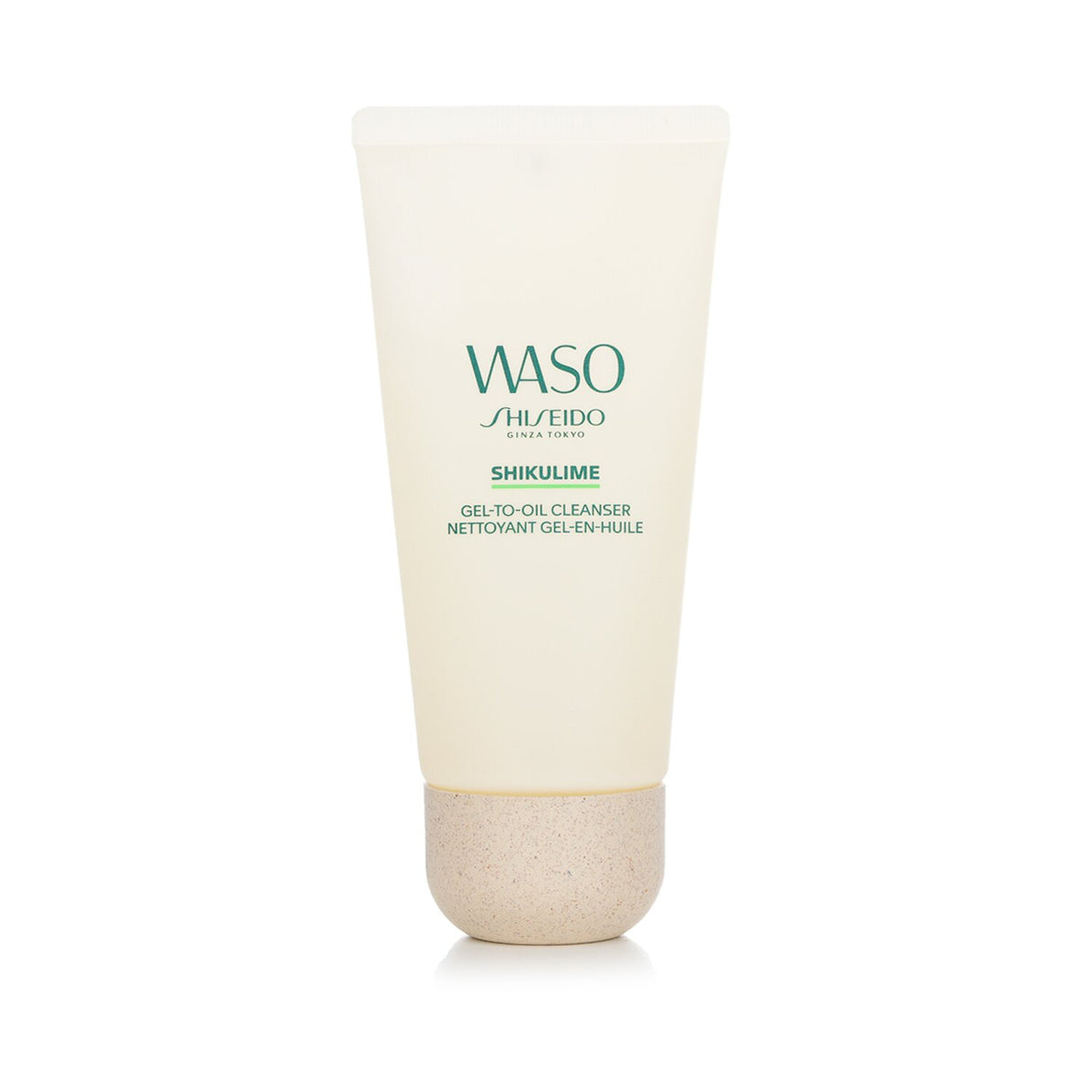 Shiseido Waso Shikulime Gel-To-Oil Cleanser in a 125ml bottle, transforming gel to oil for effective makeup removal and skin nourishment.