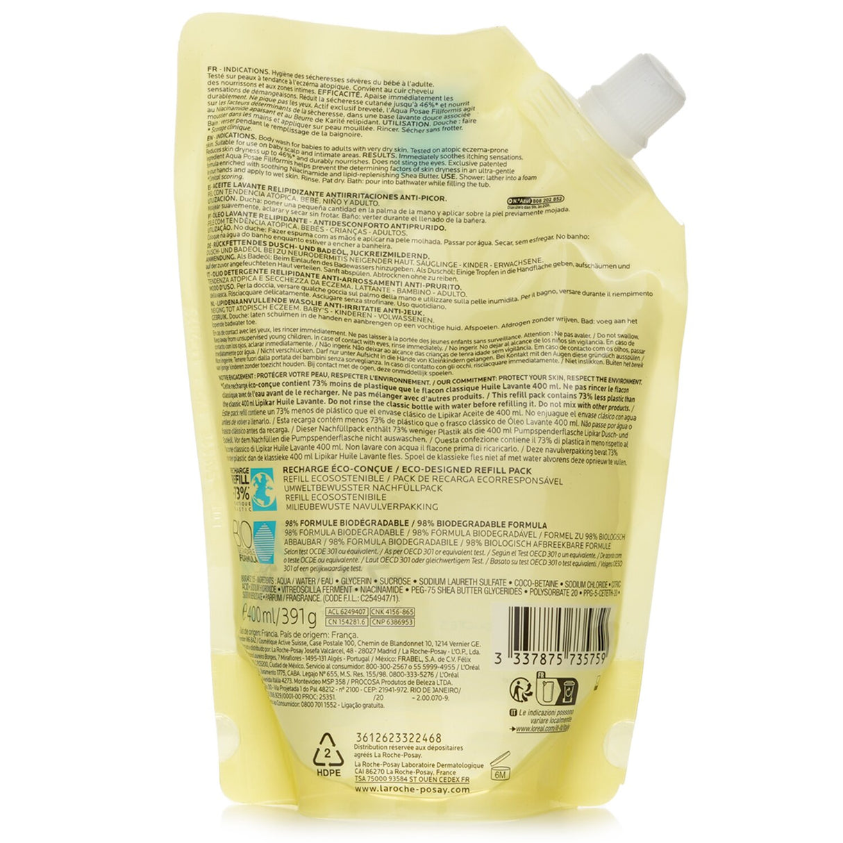 La Roche Posay - Lipikar AP+ Anti-Irritation Cleansing Oil Eco-Refill - 400ml/1