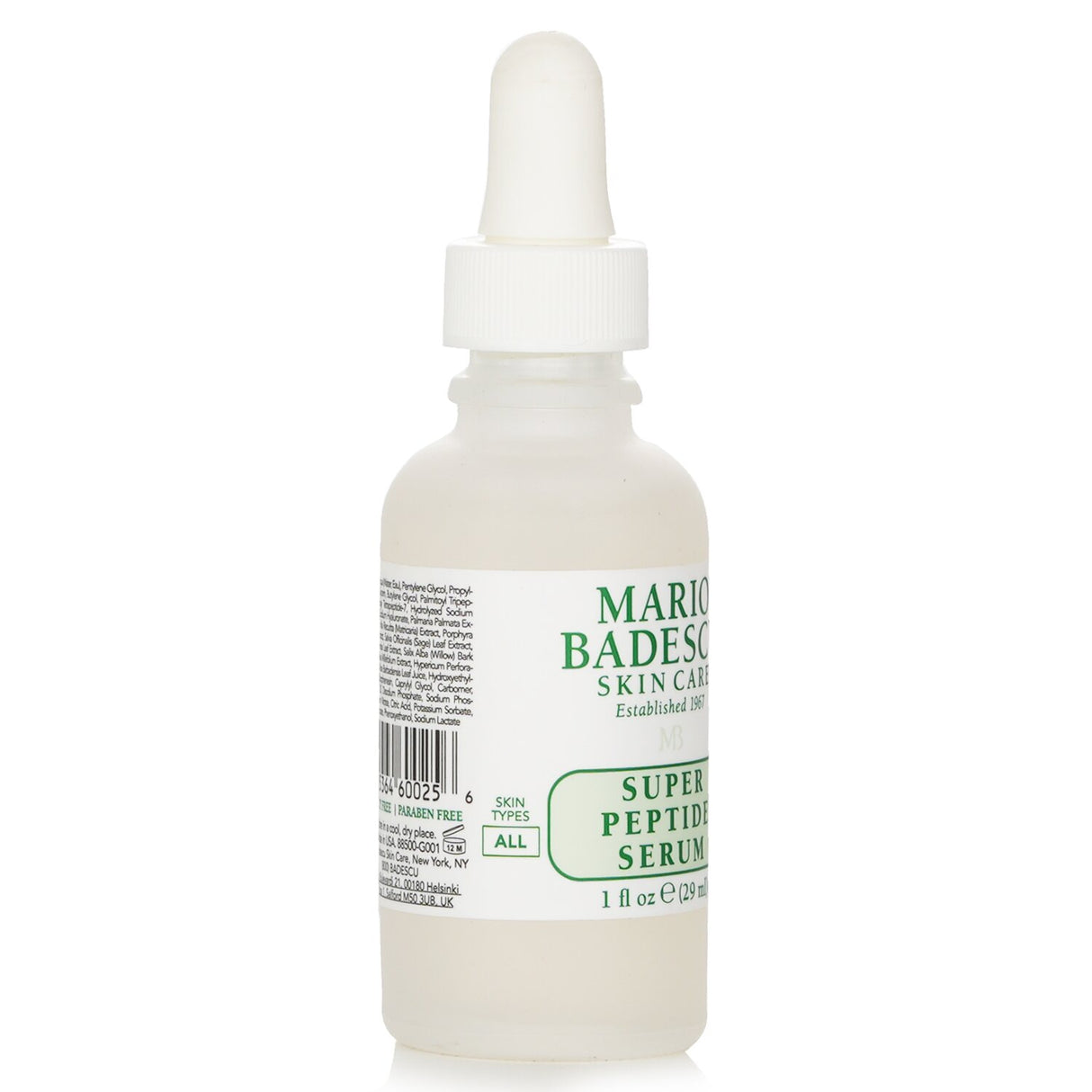 Lightweight Mario Badescu Super Peptide Serum in a 29g bottle, enhances hydration and reduces signs of aging for youthful skin.