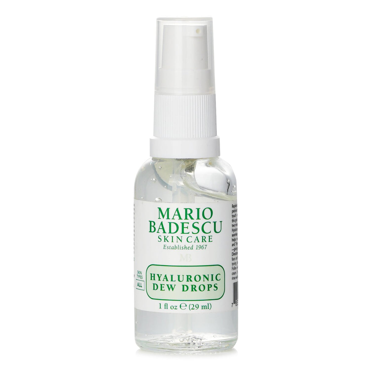 Oil-free Hyaluronic Dew Drops serum by Mario Badescu, offering intense hydration and a radiant, glass-like glow for all skin types.