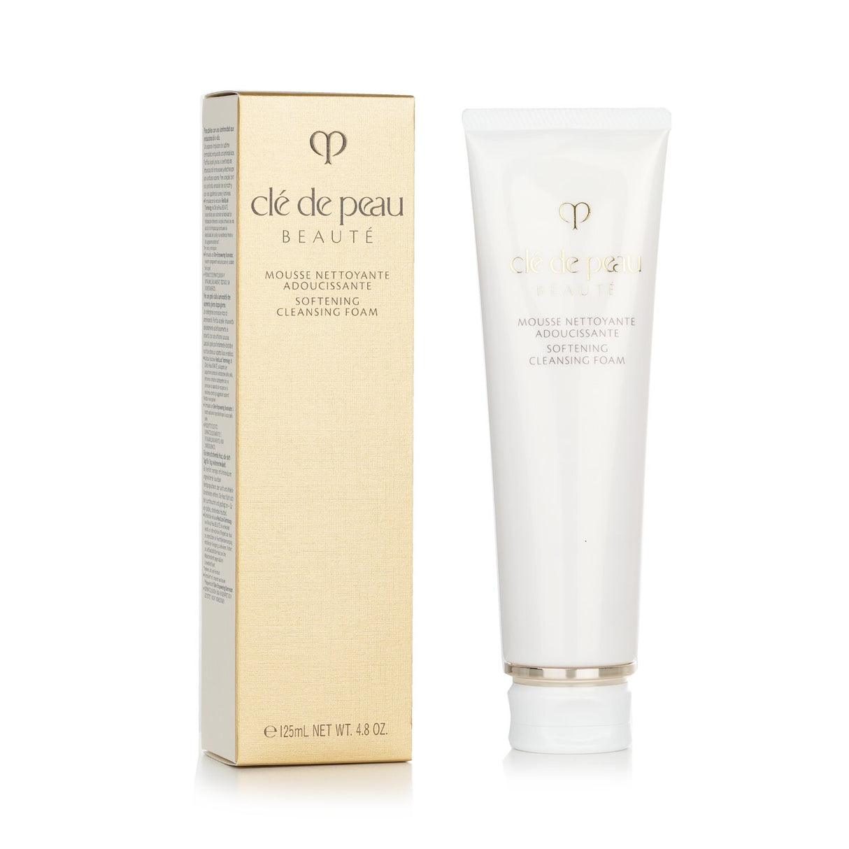 Creamy Cle De Peau Softening Cleansing Foam N in a 125ml tube, deeply cleanses and hydrates skin with luxurious lather.