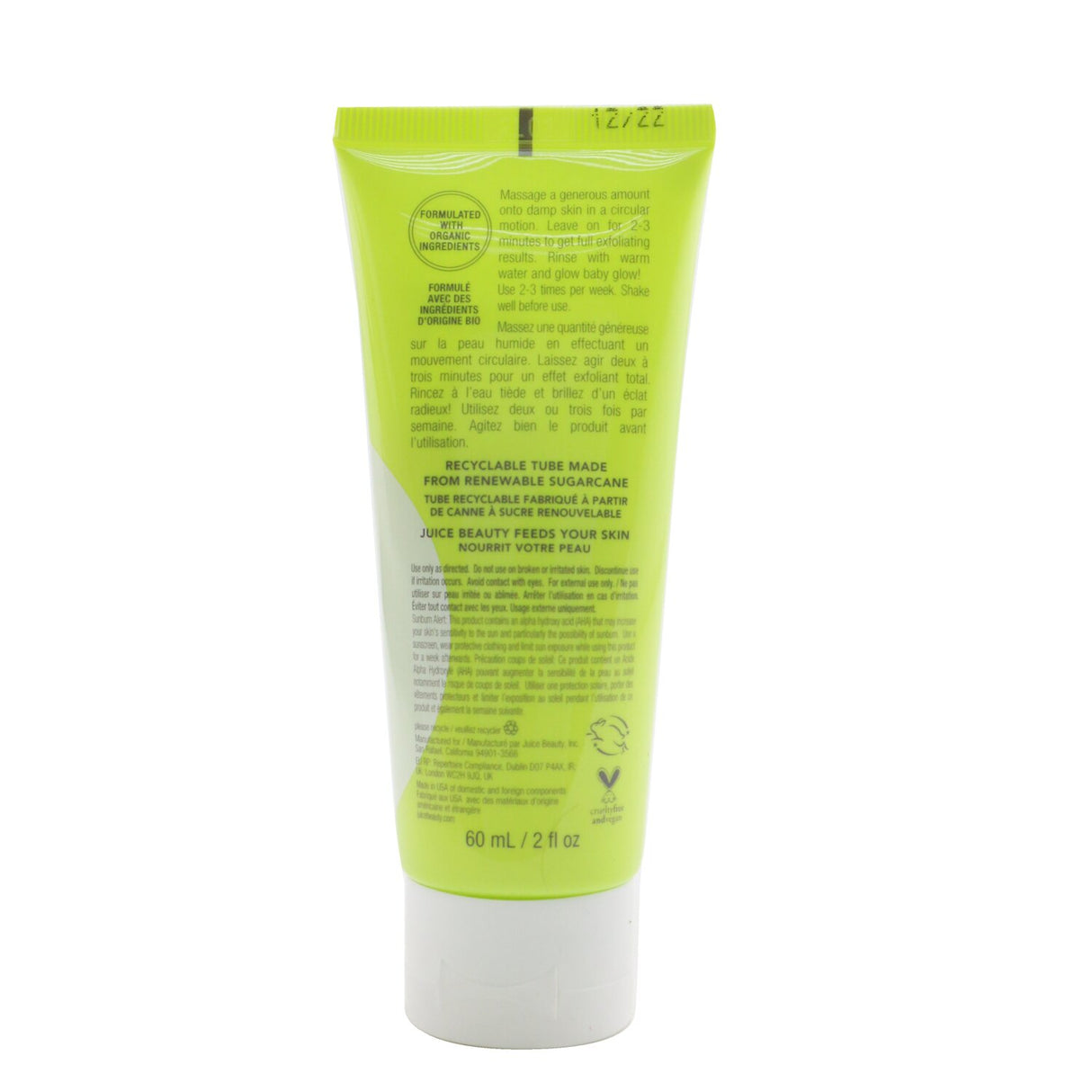 Juice Beauty Prebiotix Tartaric + Iris Instant Flash Facial, a 60ml exfoliating mask and cleanser for radiant, healthier skin.