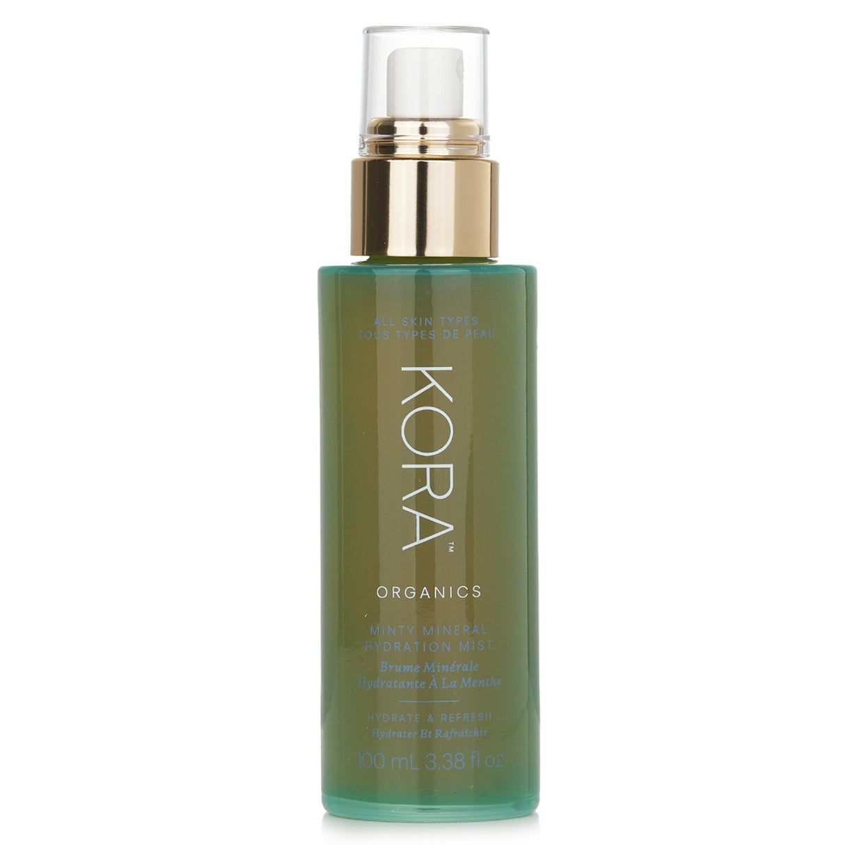 Kora Organics Minty Mineral Hydration Mist - refreshing organic facial mist with aloe vera, blue daisy, and sea water for glowing skin.