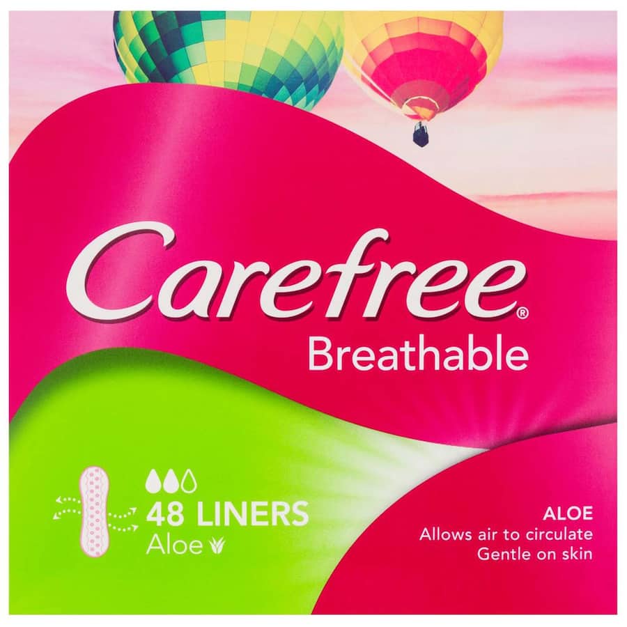 Carefree Panty Liners Aloe Breathable 48pack