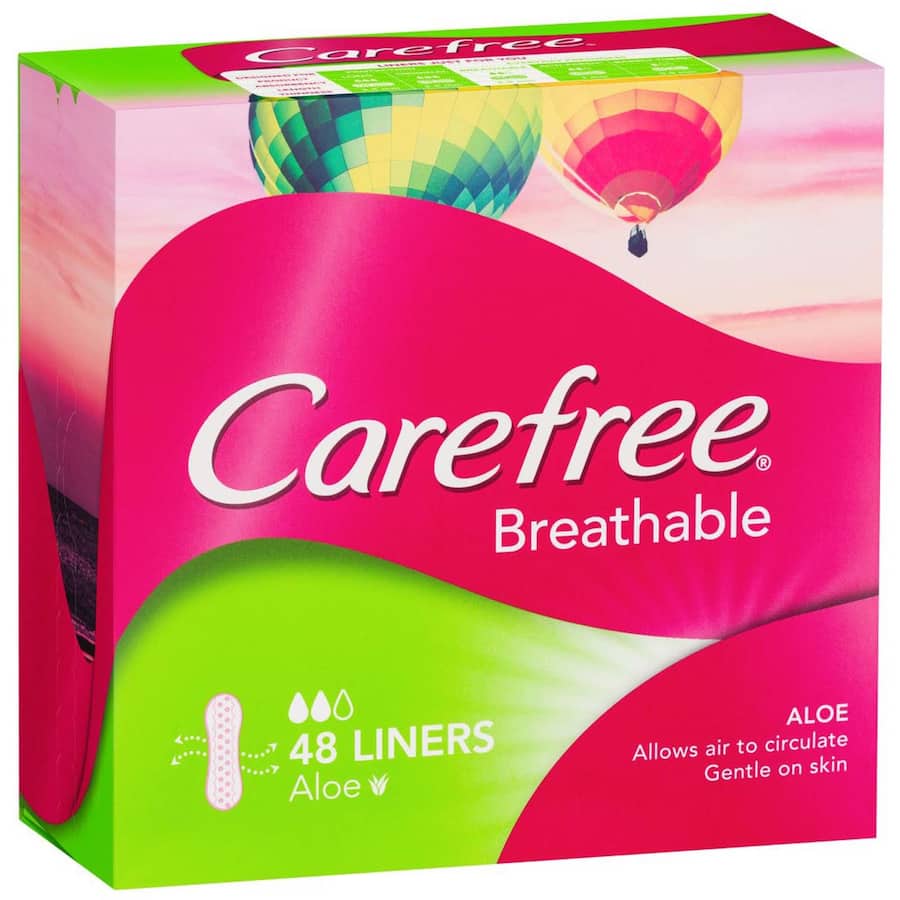 Carefree Panty Liners Aloe Breathable 48pack