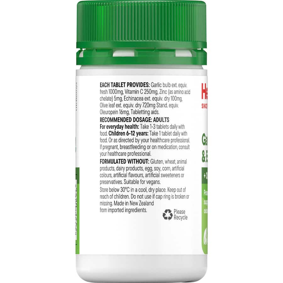 Healtheries Garlic, Vitamin C Zinc & Echinacea Tablets 60pack