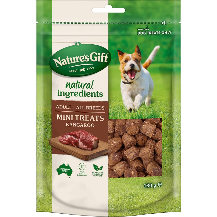 Nature's Gift Dog Treats Kangaroo Mini Bites Pouch 130g