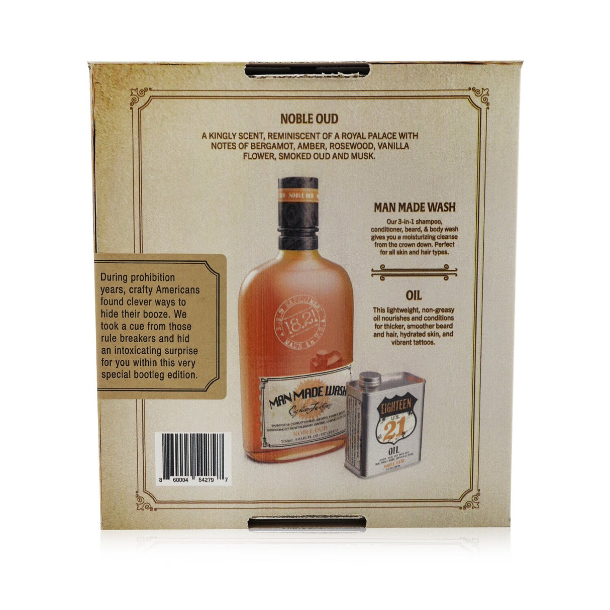 Luxurious grooming set featuring Noble Oud shampoo, conditioner, body wash, and oil for a refined, confident routine.