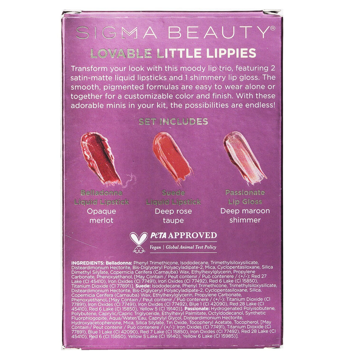 Sigma Beauty - Adored Mini Lip Set (2x Liquid Lipstick + 1x Lip Gloss)  - 3pcs