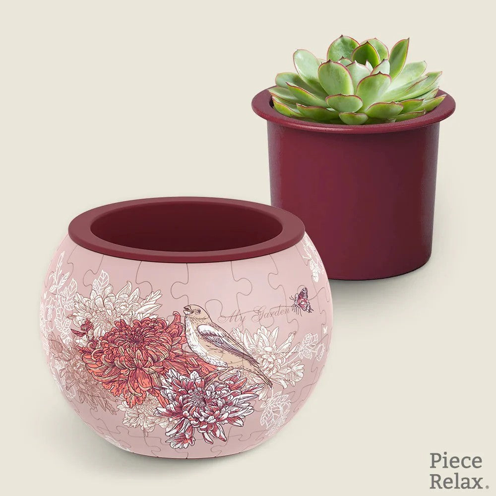 Puzzle - 3D - Flowerpot - Birds & Flowers